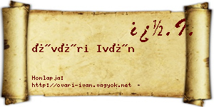 Óvári Iván névjegykártya